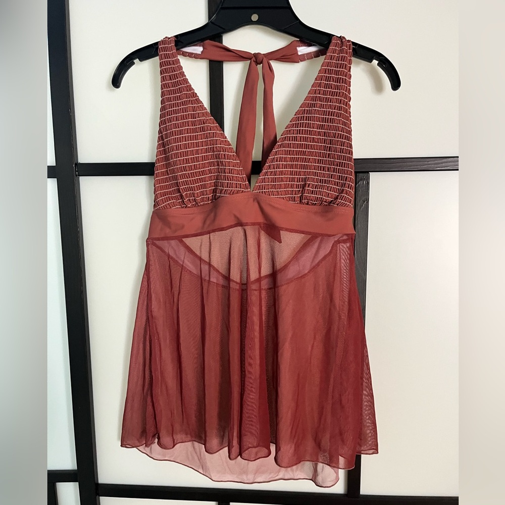 Elegant Rust Halter Tankini swimsuit set